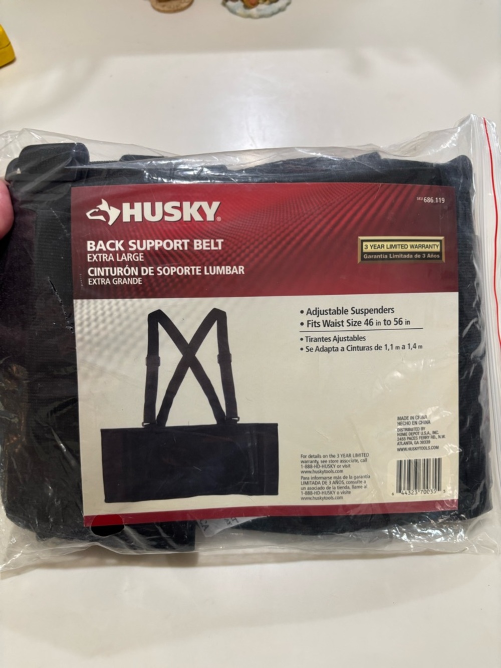 Sky Men's Black Back Support Belt - Extra Large